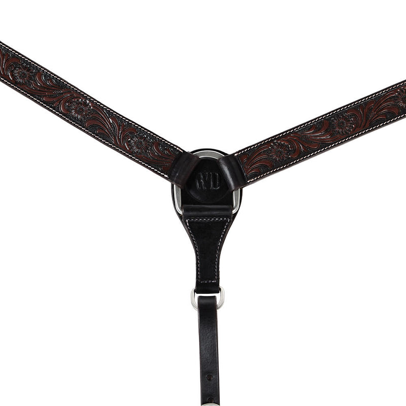 WD Tack Heavy Oiled Antique Floral 1.5in Straight Breast Collar