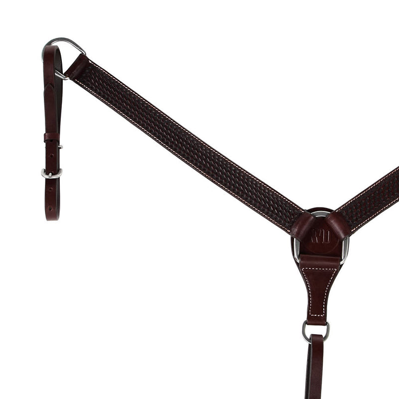 Wd Tack Heavy Oiled Basket Tooled 1.5in Straight Breast Collar