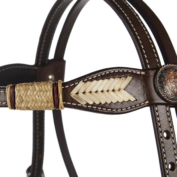 WD Tack Natural Rawhide Scalloped Quick Change Browband Headstall