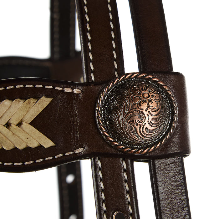 WD Tack Natural Rawhide Scalloped Quick Change Browband Headstall