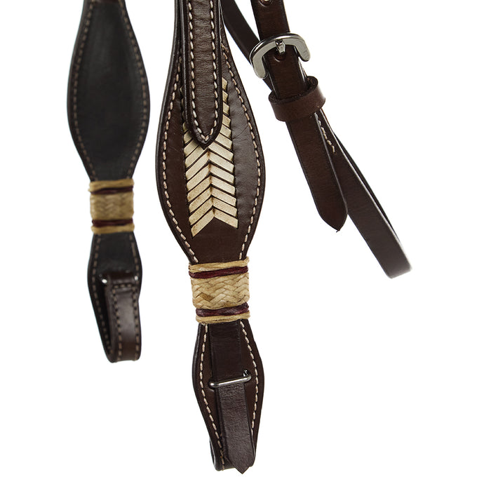 WD Tack Natural Rawhide Scalloped Quick Change Browband Headstall