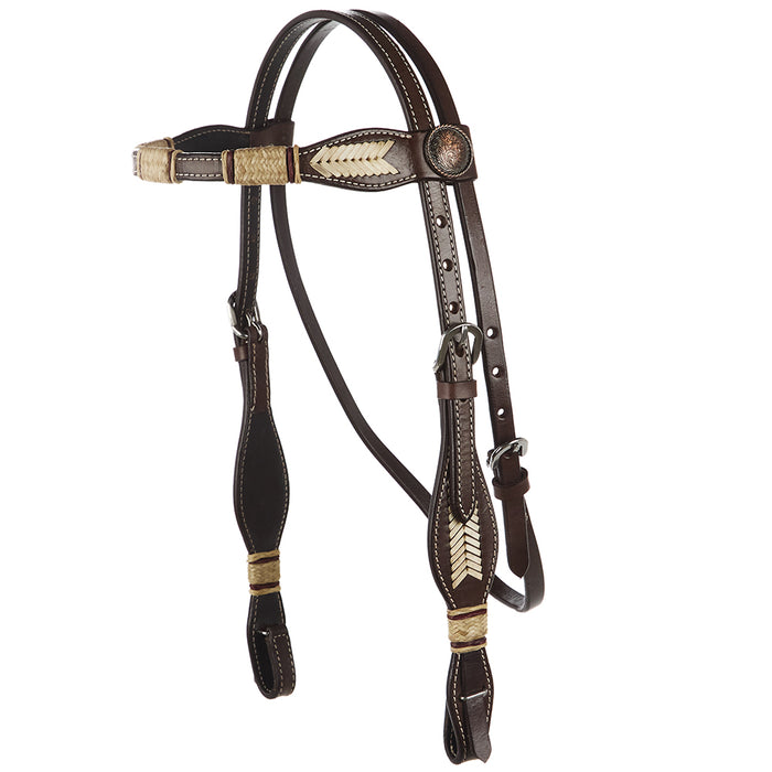 WD Tack Natural Rawhide Scalloped Quick Change Browband Headstall