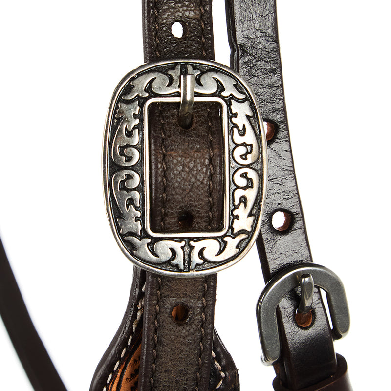WD Tack Black Overlay Tooled Combo Browband Headstall