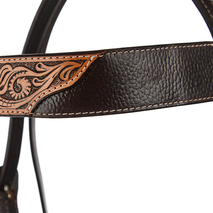 WD Tack Brown Overlay Tooled Combo Browband Headstall