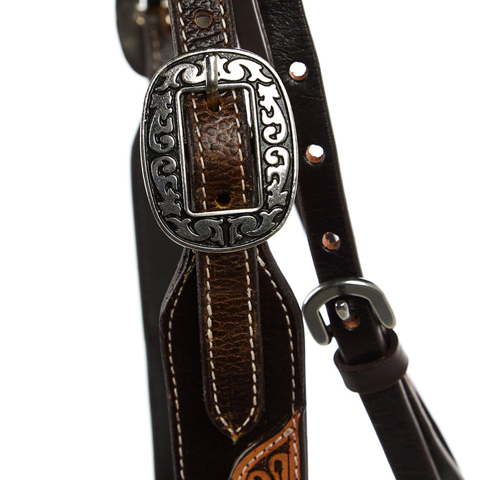 WD Tack Brown Overlay Tooled Combo Browband Headstall