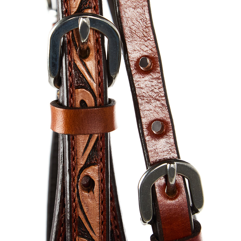 WD Tack Floral Tooled Chestnut Browband Headstall