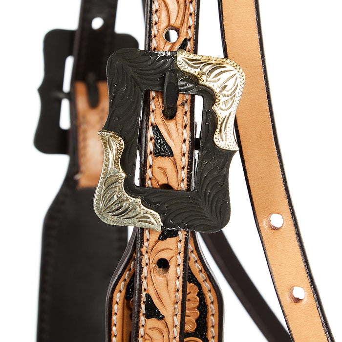 WD Tack Natural Floral Tooling Browband Headstall