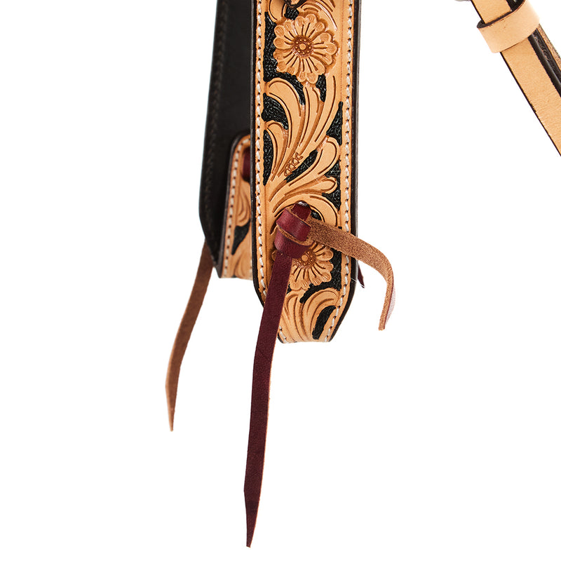 WD Tack Natural Floral Tooling Browband Headstall