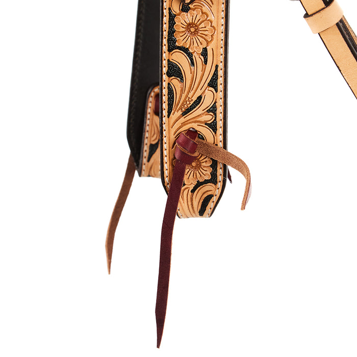 WD Tack Natural Floral Tooling Browband Headstall