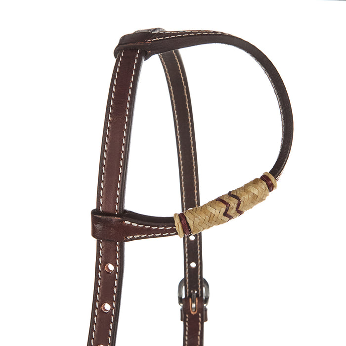 WD Tack Chocolate Natural Rawhide Quick Change Single Ear Headstall