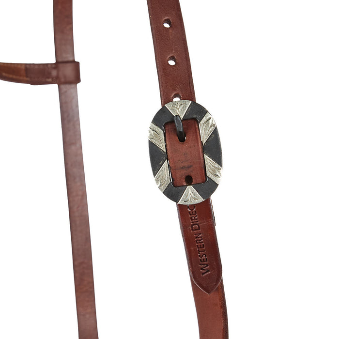 WD Tack Heavy Oil Harness Leather Oval Silver Bar Buckle Single Ear Headstall