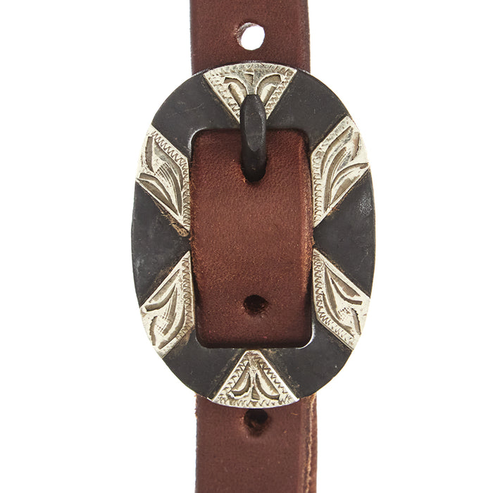 WD Tack Heavy Oil Harness Leather Oval Silver Bar Buckle Single Ear Headstall