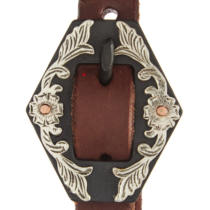 WD Tack Heavy Oil Harness Leather Floral Diamond Single Buckle Single Ear Headstall