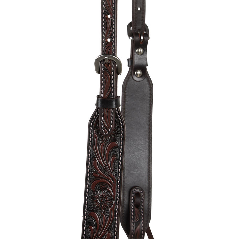 WD Tack Heavy Oiled Antique Floral Single Ear Headstall