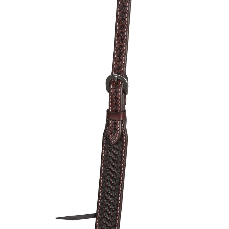 WD Tack Heavy Oiled Basketweave Tooled Single Ear Headstall with Cart Buckles