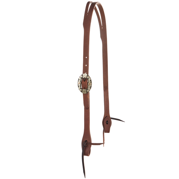 WD Tack Heavy Oil Harness Leather Oval Flower Silver Bar Single Buckle Slit Ear Headstall