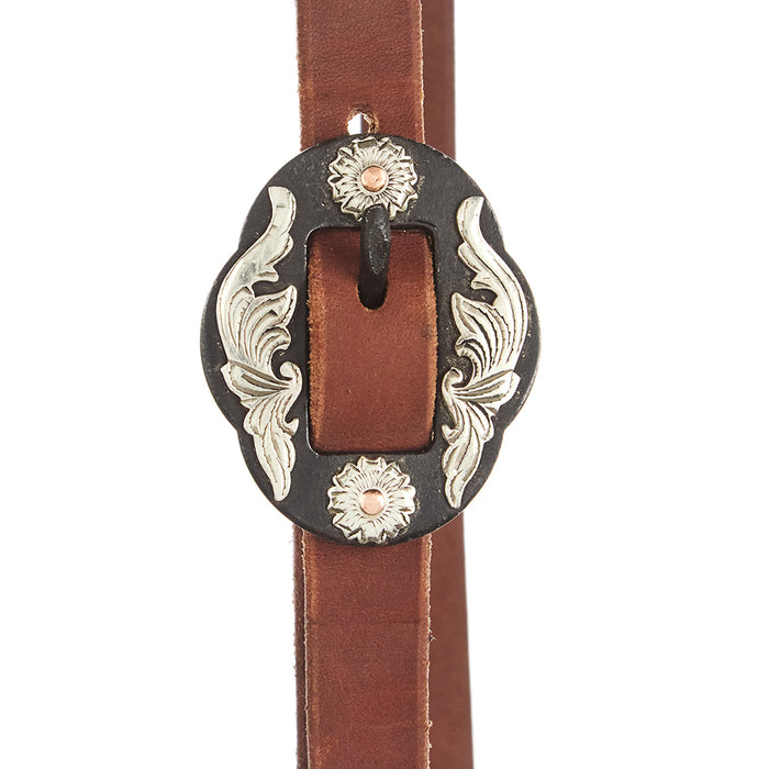 WD Tack Heavy Oil Harness Leather Double Flower Buckle Slit Ear Headstall