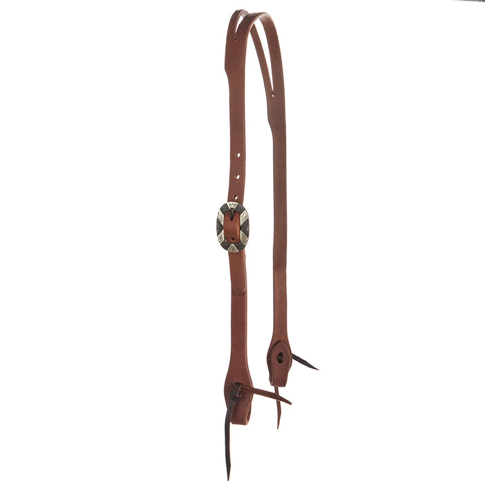 WD Tack Heavy Oil Harness Leather Oval Silver Bar Buckle Slit Ear Headstall