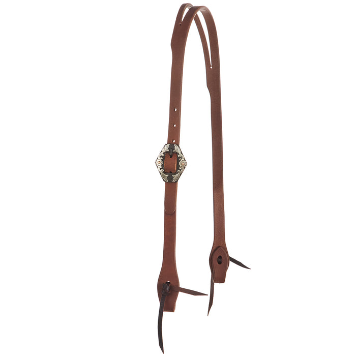 WD Tack Heavy Oil Harness Leather Diamond Floral Single Buckle Slit Ear Headstall