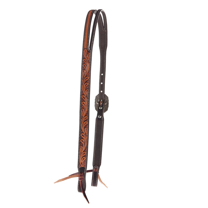Western Direct Two Tone Scroll Tooling Slit Ear Headstall