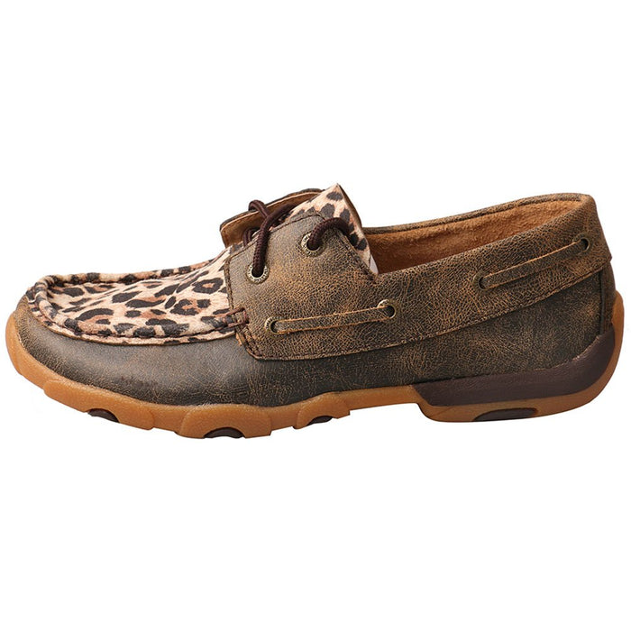 Twisted X Women's Distressed Leopard Bomber Boat Shoes