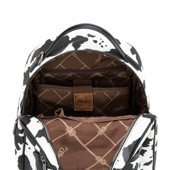 Wrangler Black Cow Print Backpack with Coin Pouch