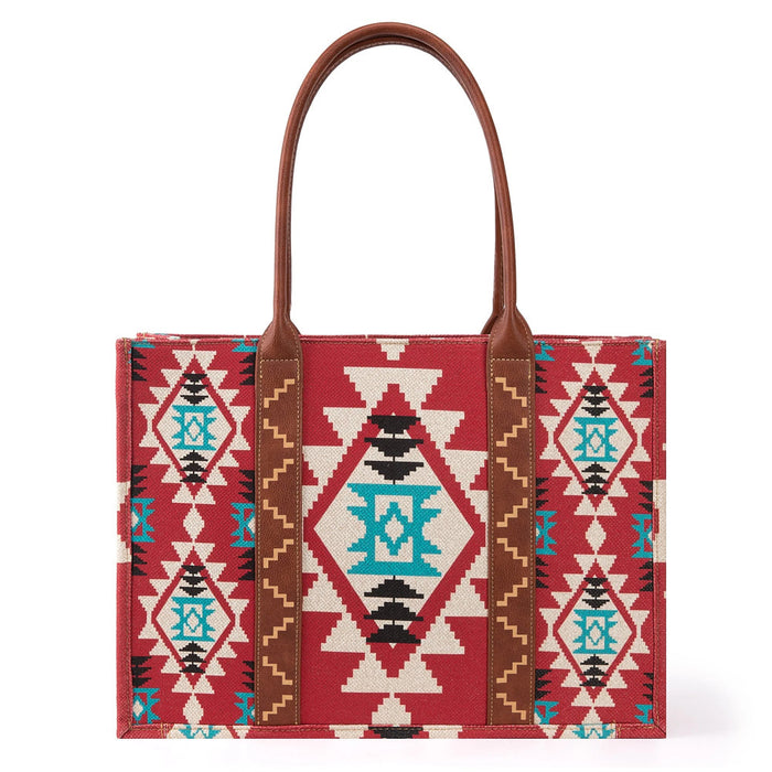 Montana West Burgundy Southwest Wide Tote