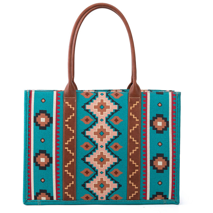 Montana West Turquoise Southwest Wide Tote