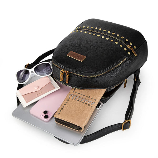 dasein buffalo faux leather studded backpack Montana West Black Studded Backpack