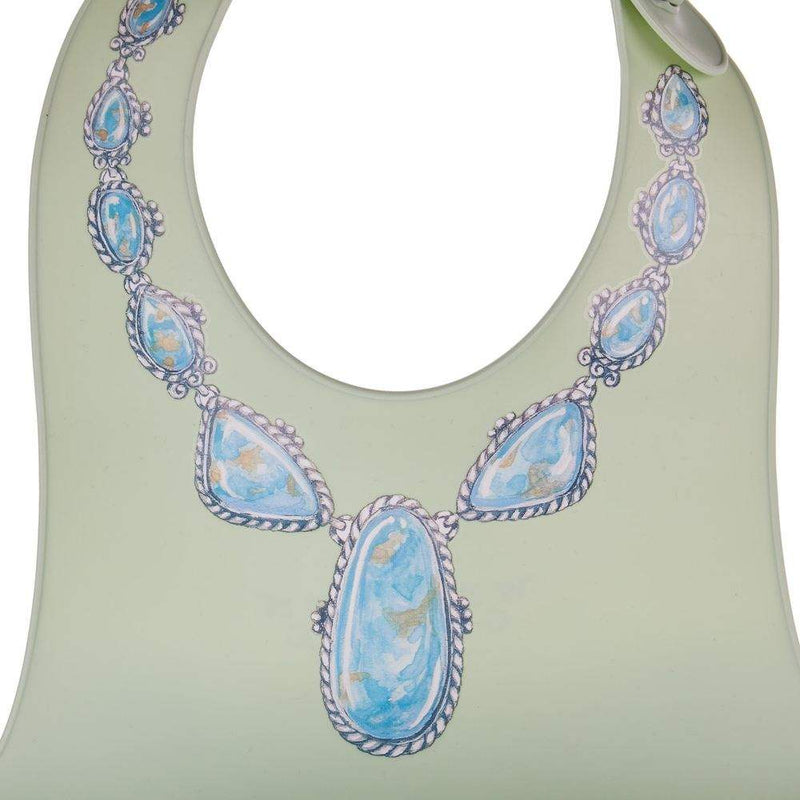 Western Grande Baby Green Bib with Blue Lariat Print