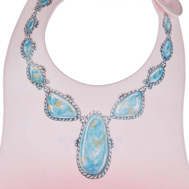 Western Grande Baby Pink Bib with Blue Lariat Print