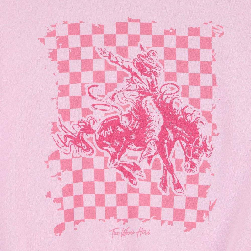 The Whole Herd Women's Pink Checkered Bronc Sweatshirt
