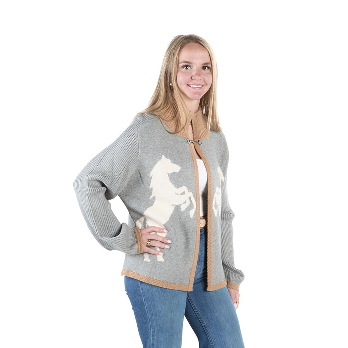 Thml Clothing Women's Grey Horse Long Sleeve Print Top