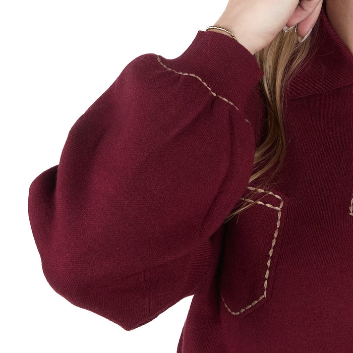 Thml Clothing Women's Burgundy Polo Collar Top