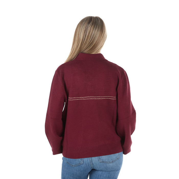 Thml Clothing Women's Burgundy Polo Collar Top