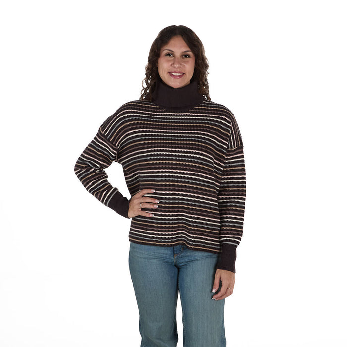 Thml Clothing Women's Brown Stripe Turtle Neck Top