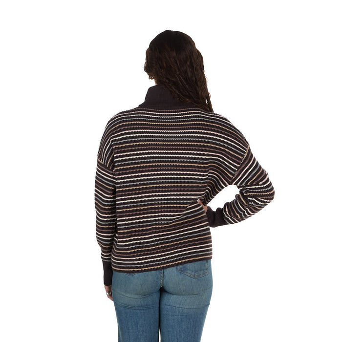 Thml Clothing Women's Brown Stripe Turtle Neck Top