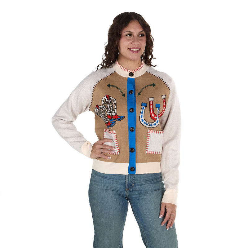 Thml Clothing Women's Cream Western Design Button Cardigan