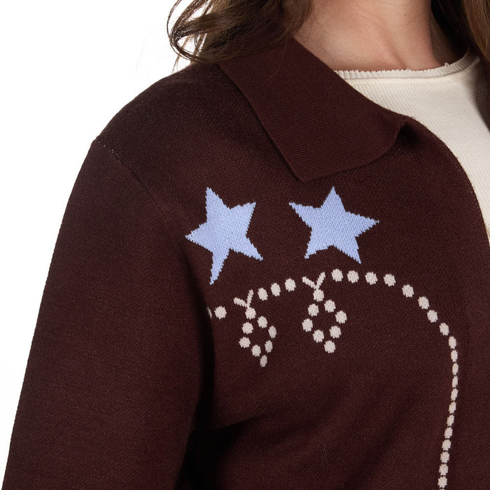 Thml Clothing Women's Brown Long Sleeve Star Detail Top