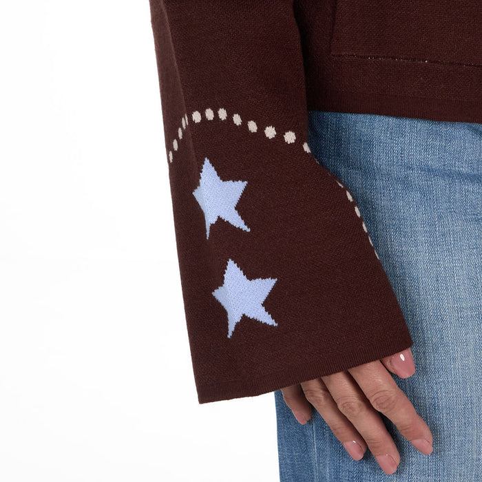 Thml Clothing Women's Brown Long Sleeve Star Detail Top