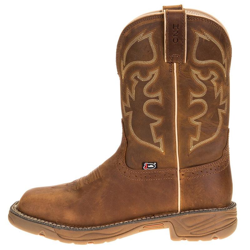 Justin Boot Company Men's Stampede Rush Rust 11in. Rust Maldova Top Soft Toe Work Boot