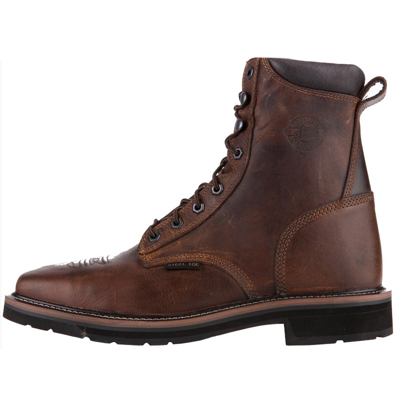 Justin Boot Company Mens Rugged Tan Steel Toe Lace Up Work Boots
