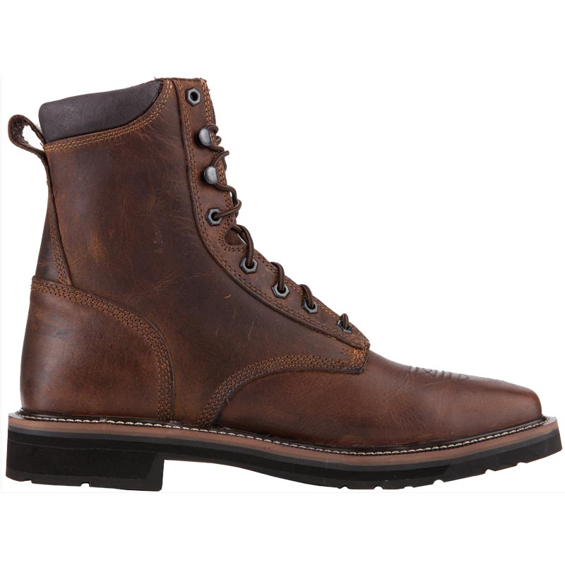 Justin Boot Company Mens Rugged Tan Steel Toe Lace Up Work Boots
