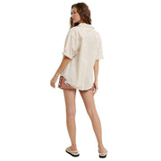 Wishlist Women's Natural Cuffed Sleeve Button Up Shirt