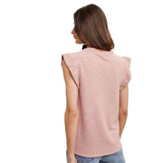 Wishlist Women's Rose Ruffle Sleeve Waffle Top