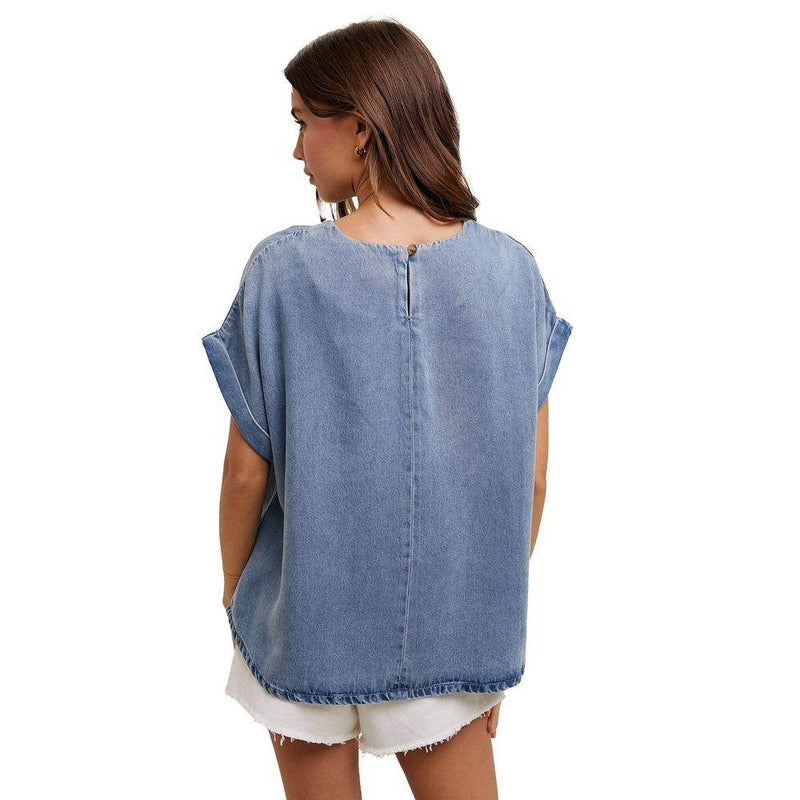 Wishlist Women's Denim Washed Boxy Top
