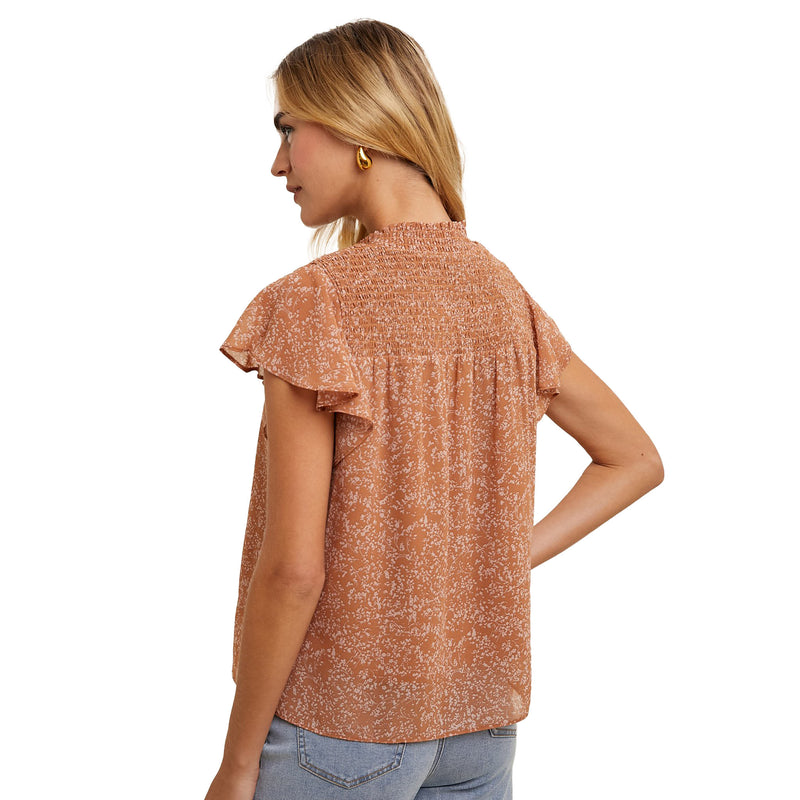 Wishlist Women's Clay Floral Mock Neck Blouse