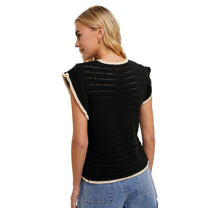 Wishlist Women's Black and Taupe Contrast Sweater Top