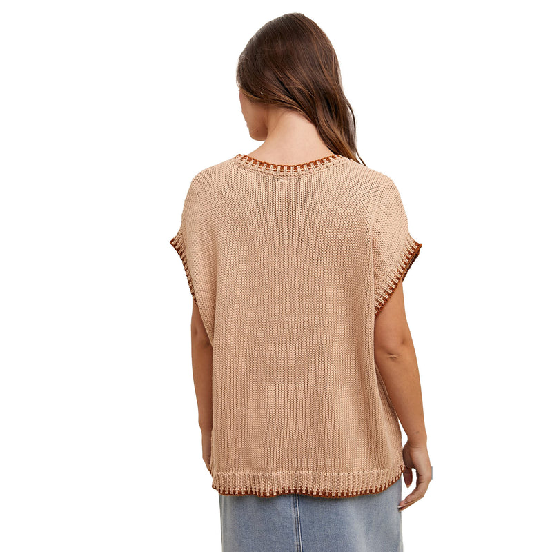 Wishlist Women's Tan and Camel Yee Haw Sweater