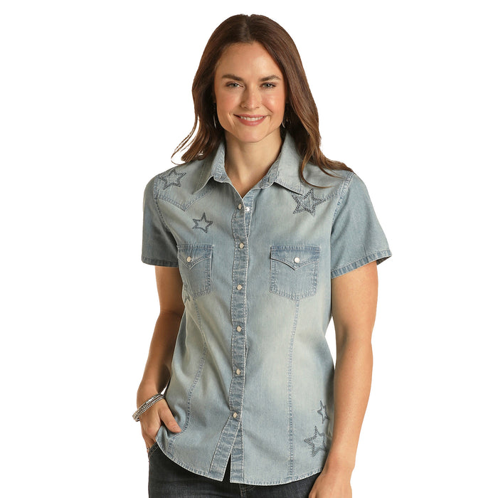 Panhandle Women's Star Denim Short Sleeve Shirt